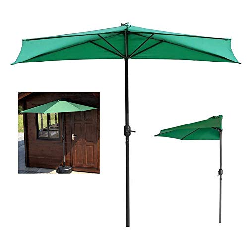 ZLI Paraguas de Jardín Pérgola Media Sombrilla, Paraguas Sun Shade de 9ft con Elevación Fácil de la Manivela, Espacios Pequeños - Camping Backyard Balcony (Color : Dark Green)