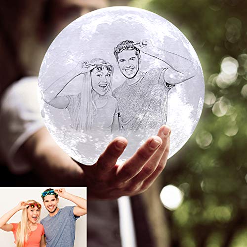 12cm Luz de la noche de la lámpara de la luna de la foto y texto personalizada,ACED 3 colores Luces decorativas para niños de habitación con táctil,Para cumpleaños de Navidad Año Nuevo Regalo original