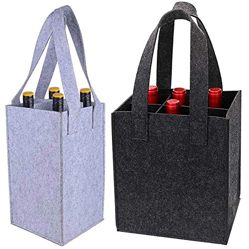 2 Piezas Bolsa Botella Vino De Fieltro Porta Botellas De Vino Para 6 Botellas Bolsa De Regalo De Botella De Vino Con Separador ExtraíBle Bolsas Fieltro Para Picnic Bbq Viajes Fiestas , 4/6 Botellas