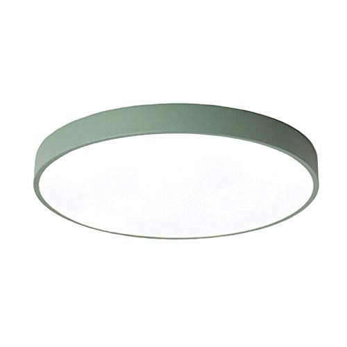 24W Verde Plafón LED blanco frío 6500 K redondo ultra delgado moderno LED de ahorro de energía delgado para dormitorio, baño, sala de estar