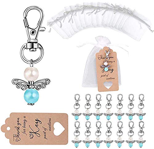 36pcs Boda Bautizo Colgante, Queta Collar Estilo Ángel Regalos de Ángel de Guardia con Bolsa de Gasa+Etiqueta Kraft+Cuerda, Recuerdos Creativos de Boda/Bautizo de Aleación de Zinc