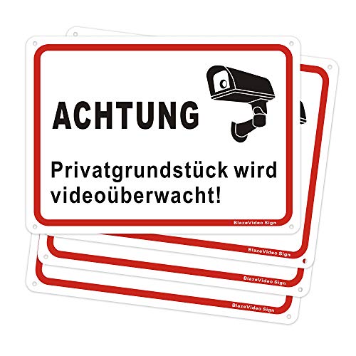 4 placas de vigilancia para propiedad, señal de vigilancia, señal de propiedad, señal de vigilancia, señal de privacidad, cartel de aluminio, 7 x 10 pulgadas