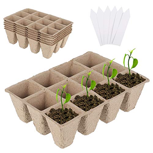 6 Piezas Macetas De Turba Biodegradables Bandejas De Plántulas Tazas De Vivero con 6 Etiquetas De Plástico para Plantas Macetas De Cultivo Tazas para Criar Plantas