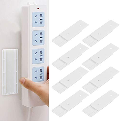 8pcs Soporte para Regleta,Soporte de Placa de Alimentación,Fijador de Montaje en Pared de Regleta Autoadhesivo, Organizador de Fijación de Cable de Enchufe para Control Remoto, Enrutador WiFi