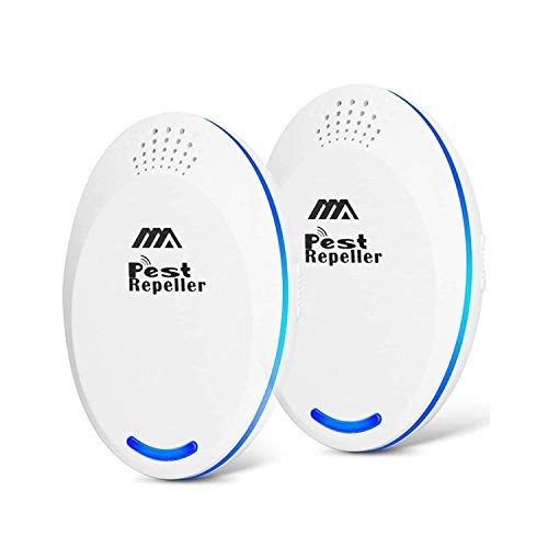 ADORIC Repelente Ultrasónico, 2 Packs Plagas Control Interiores Repelente Ultrasónico de Plagas, Electrónico Ahuyentador Alta Potencia, para Interiores Mosquitos 100% Inofensivo para Humanos