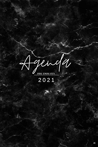 Agenda Anual 2021 Semana Vista: Del 1 de enero de 2020 al 31 de diciembre de 2020 |Planificador semanal y mensual marmol negro |Organizador Planner Diario | idea de regalos originales hombre mujer