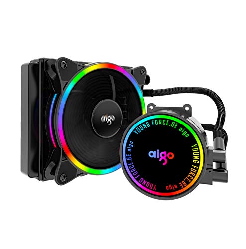 Aigo AC120 120 mm todo en uno CPU líquido enfriador LED sistema de enfriamiento de agua 120 mm PWM ventiladores radiador para Intel LGA 2066/2011/1200/115x para AMD AM4/AM3+/AM3 (AC120)