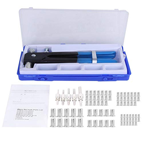 Akozon Tuercas de remache 86pcs/set Inserto roscado ciego M3-M8 y kit de remachado de tuerca RivTool RivTool ToolTool