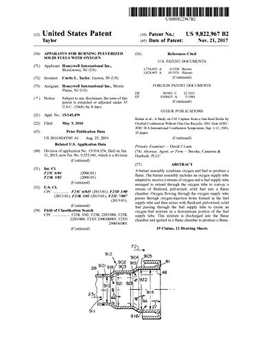 Apparatus for burning pulverized solid fuels with oxygen: United States Patent 9822967 (English Edition)