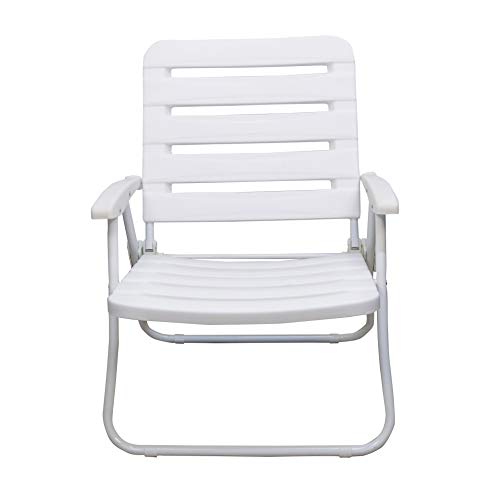 Arcoiris Silla Reclinable de Jardín Exterior, Interior, Silla Plegable Blanco de Aluminio (Pack 1, Blanco)