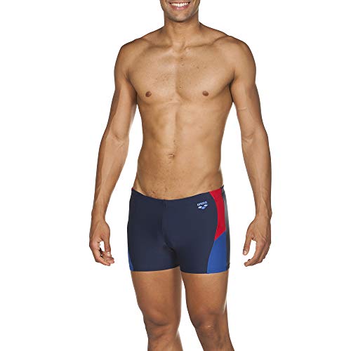 ARENA Bañador para Hombre REN (Secado rápido, protección UV UPF 50+, Resistente al Cloro y al Agua Salada), Hombre, Bañadores Ajustados para Hombre, 000991, Azul Marino y Rojo, 6