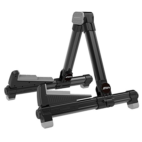 Aroma Soporte de suelo de aluminio Negro AGS8 ajustable para todos los tipos de guitarras y bajos Plegable para transportar fácilmente la protección segura Stand