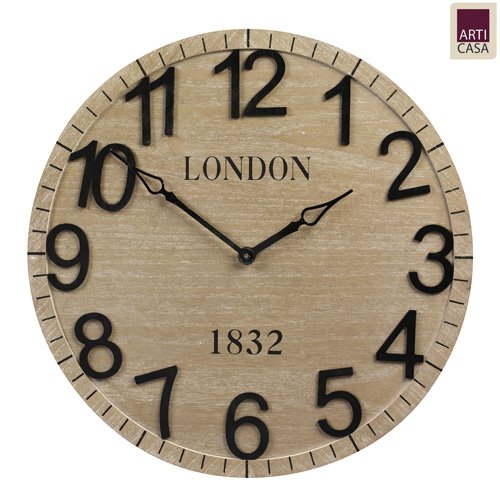 Arti Casa - Reloj de Pared de MDF, Vintage, diseño de Londres, marrón, 59 x 59 x 4 cm, Multicolor, único