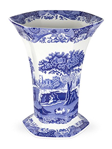 Azul Italiano 27 cm Porcelana Hexagona L jarrón, Azul/Blanco