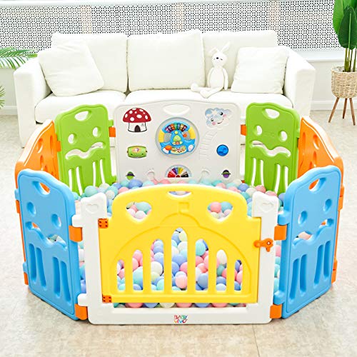 Baby Vivo Parque corralito plegable puerta robusto plastico bebe barrera de seguridad jugar Colors de Plástico - Paquete principal