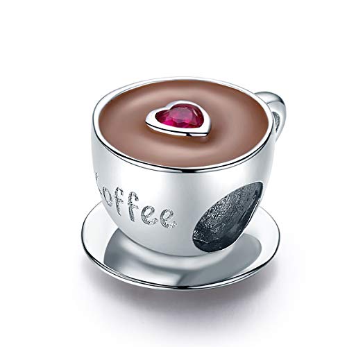 BAMOER Charms Café Abalorios Plata 925 Originales Charm Compatible Pandora Pulseras Regalos para Mujer Niñas Mamá