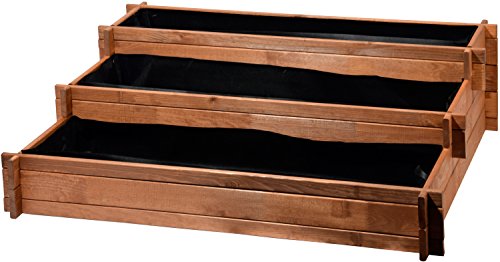 Bancal de Tres Pisos - Perú de Madera (Pino): Mesa bancal montable para Verduras, Hierbas, Flores, Flexible en su colocación, marrón, 110 x 88 x 36 cm, 58180 FSC