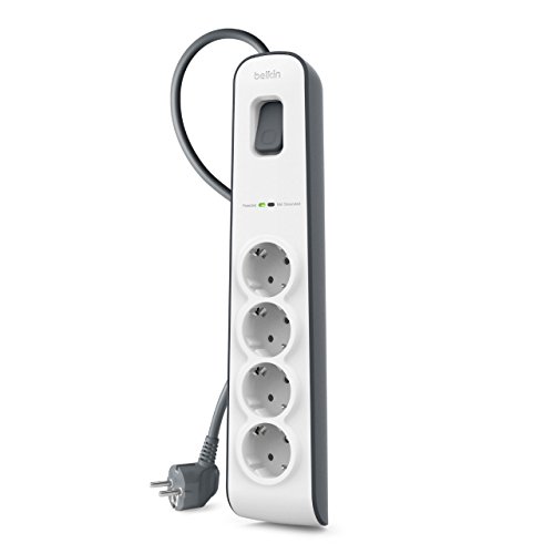 Belkin BSV400 SurgeStrip - Tira de protección contra sobretensiones de 4 vías con cable de alimentación de 2 m, blanco