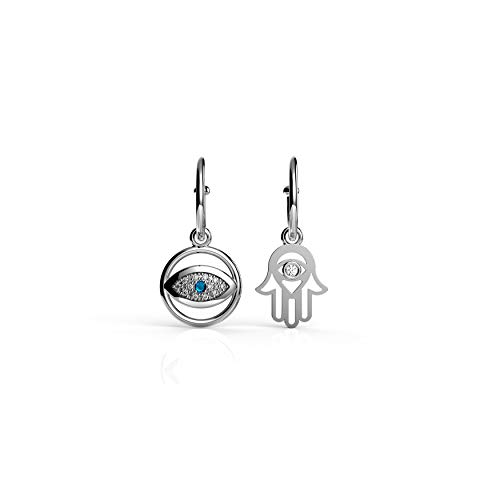 Belle Queen 'Dream Collection' - Conjunto de Pendientes de Aro Mujer de Plata de Ley con Colgantes Charm Intercambiables Bañados en Rodio - 1 Par de Pendientes de Aro y 4 Colgantes Incluidos - 15mm