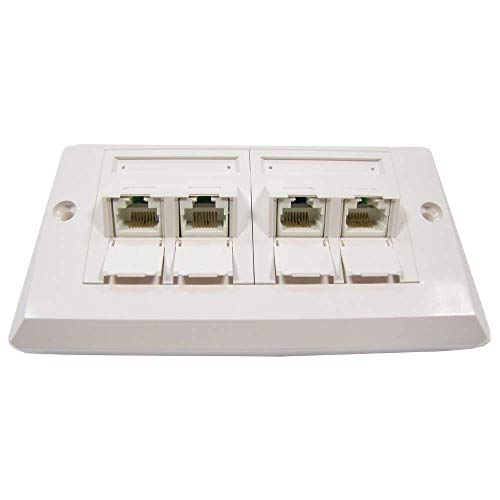 BeMatik - Placa de pared de 140x80 de 4 RJ45 Cat.6 UTP