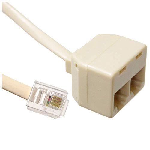 BeMatik - Prolongador de cable telefónico de 4 hilos con RJ11 con duplicador 7.5m