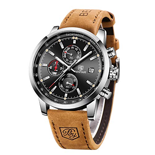 BENYAR Reloj Cronógrafo para Hombre Movimiento de Cuarzo Moda Negocios Deportes Watch 30M Impermeable Elegante Regalo de los Hombres