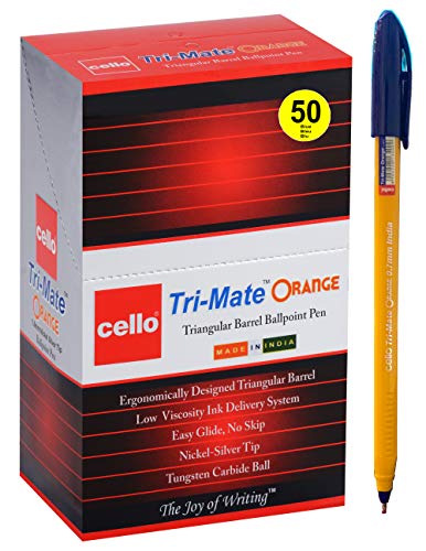 BIC Cello - Bolígrafos de punta media originales (0,7 mm), color naranja, color azul juego de 50