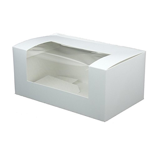 BIOZOYG Cupcake Patisserie cartón Blanco I Cupcake Muffin Caja Regalo pastelería, cartón reciclable I 50x empaquetado Robusto para Galletas con Ventana de visión 18x11x8cm Rectangular