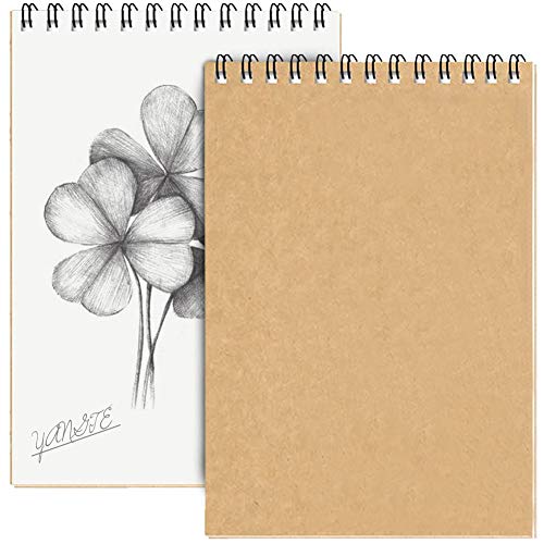 Bloc de Dibujo A4, Cuadernos de Dibujo en Espiral para Artistas para Lápiz Acuarela Dibujo Escritura ,160 GMS Retrato, 60 Páginas, 30 Hojas- Pack de 2