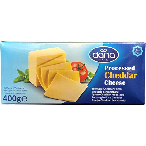 Bloque de queso Cheddar procesado Dana 400 gr | para macarrones, hamburguesas, nachos, salsas (paquete de 1)