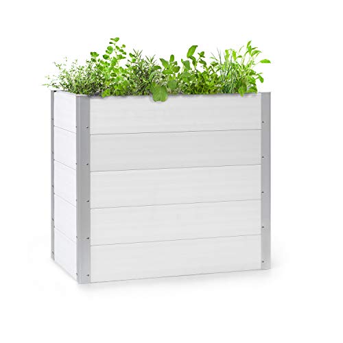 blumfeldt Nova Grow Bancal - 100 x 91 x 50 cm, Material: WPC Protegido de Rayos UV, óxido y heladas, Estética de Madera, Alta para no agacharse, Fácil de Montar, Blanco