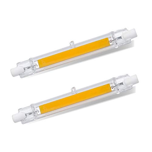 Bombilla R7S LED 118mm Blanco Cálida 3000K, 1200LM, 12W para Sustitución de Halógeno de 100W 120W, 360 Grados Luz, No Regulable, LED R7S COB 118mm para Plafones, Lámpara en el Baño, pack de 2