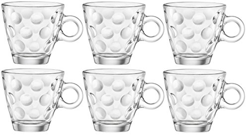 Bormioli Rocco 1316210 Dots taza para Espresso, cristal sin plato, 10 cl, paquete de 6