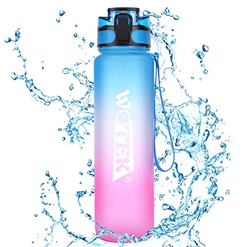 Botella de Agua Deportiva 1000ML, Botella Agua Tritan sin BPA, Botella Deportiva 1 Litro con Marcador de Tiempo Motivacional para Gimnasio, Entrenamiento, Viajes, Oficina, Escuela