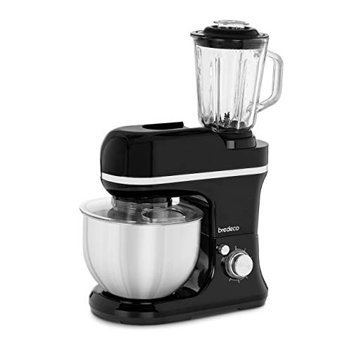 Bredeco Amasadora Batidora Procesador De Alimentos 2-en-1 BCPM-1200-PRO (Con Mezclador, 6 Velocidades, Incluye Accesorios, 1.200 Watt)