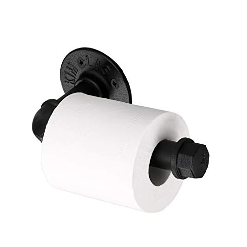 BTSKY - Portarrollos de papel higiénico para pared, diseño de tubo industrial, color negro