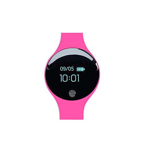 Busirde Hombres Mujeres Inteligente Reloj Digital de Pantalla táctil Inteligente de Fitness Deporte Pulsera IP65 Resistente al Agua Reloj de Pulsera Rosa roja 250x37x6mm