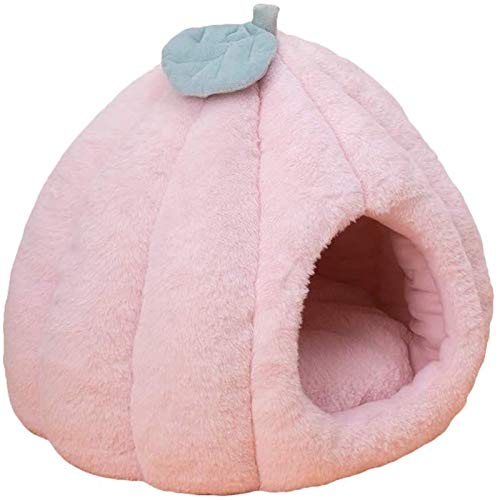 Cálido Invierno Fleece Mascotas Tienda Cueva Cama For De Interior Pequeña Mediana Gatos Perros, Cómodo Iglú Casa Gato con Extraíble Lavable Cojín Almohada (Color : Rosado, Talla : L(50x50cm))