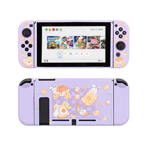 Carcasa Protectora de Interruptor de Pan de Queso, Carcasa de TPU Dividida, Carcasa de Consola de Juegos Cute Rabbit NS para Accesorios de Interruptor de Nintendo, Pan de Queso