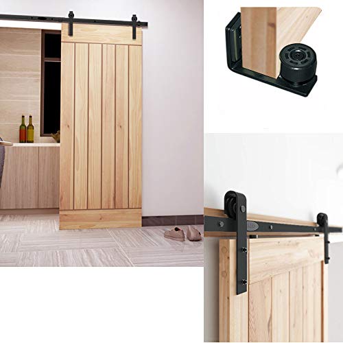 CCJH 9FT/2.74M Herraje para Puerta Corredera Kit de Accesorios para Puertas Correderas, Contiene Guía de suelo ajustable