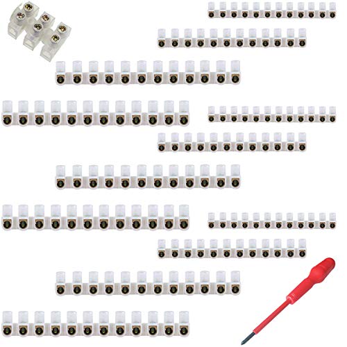 CESFONJER Doble Fila Terminales - 12Pcs Bloques de Terminales de Tornillo Eléctrico Barrera para Conexión por Cable de Electrodomésticos 5AAAA