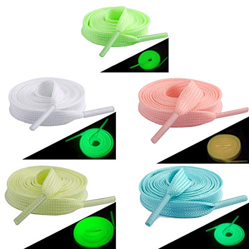 CHRISLZ 10pc 100cm cordones fluorescentes para el partido o el baile Luminous Flat Cordones resplandecientes atletismo zapato cordones (5-color)