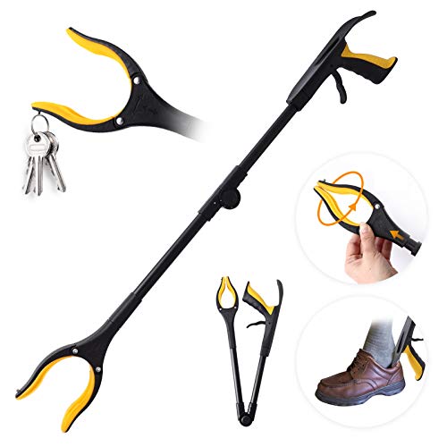 colmanda Pinzas Extensibles Larga, Recoger la Herramienta Alcance, Plegable Herramienta Captura Superior, Agarrador Brazos Largos Aluminio, Recolector de Basura, 80 cm Pinzas Jardinería