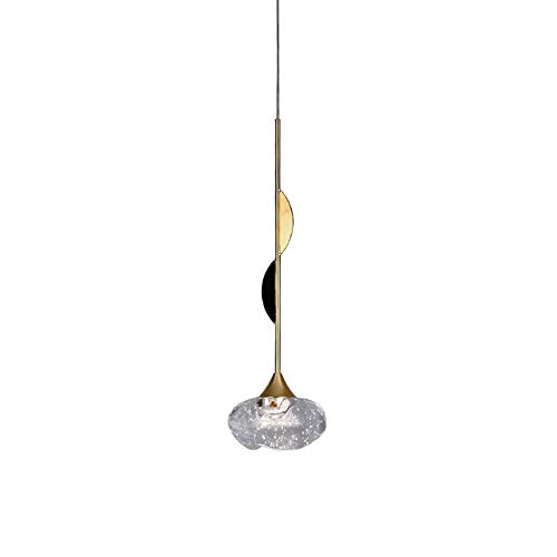 Cristal De Vidrio Y Burbuja Mini Lámpara Colgant,Madre Isla De La Cocina Candelabro Lágrima Colgante Lampara De Techo Plafón Accesorio,1-luces Led Luz Neutra De 5 Vatios,14"al X 4.3"W-Dorado. 1-light