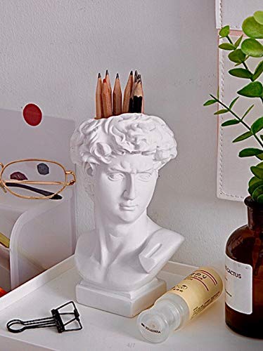David Head Busto de resina Estatua pluma titular de brochas de maquillaje florero decoración del hogar