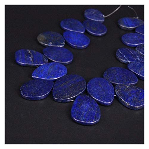 DAXINYANG Colorful Linght 19 unids/Strand Top Top Peligrado Natural Lapis Lazuli Lazuli Slice Rebanado Perlas Flojo, Gemas Raw Blue Gems Piedras Pisos Pendientes Joyería Haciendo