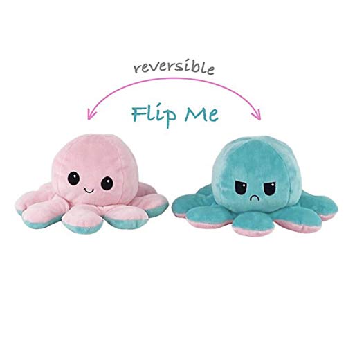 Desconocido Pulpo Reversible Peluche Pulpito Reversible Mini Pequeño Grande Pulpo Doble Cara Pulpo Reversible Barato Pulpos Reversibles (Turquesa-Rosa)