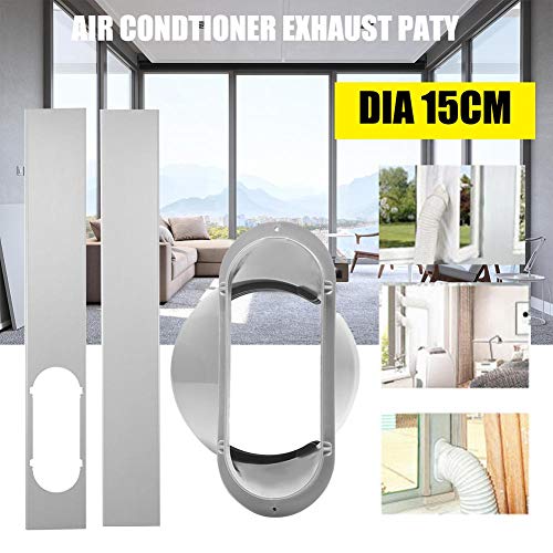 Dettelin 2Pcs Placa de Sellado de Ventana Ajustable Placa de Kit de Deslizamiento de Ventana / 1Pcs Adaptador de Ventana de 6"para Aire Acondicionado portátil