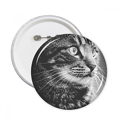 DIYthinker Gato blanco negro Perfil salvaje pernos redondos Placa Animal botón de la ropa Decoración 5Pcs regalo Multicolor XXL