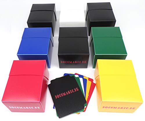 docsmagic.de Deck Box Mix - Full Black, White, Blue, Green, Red, Yellow- 8 Count - PKM YGO MTG
